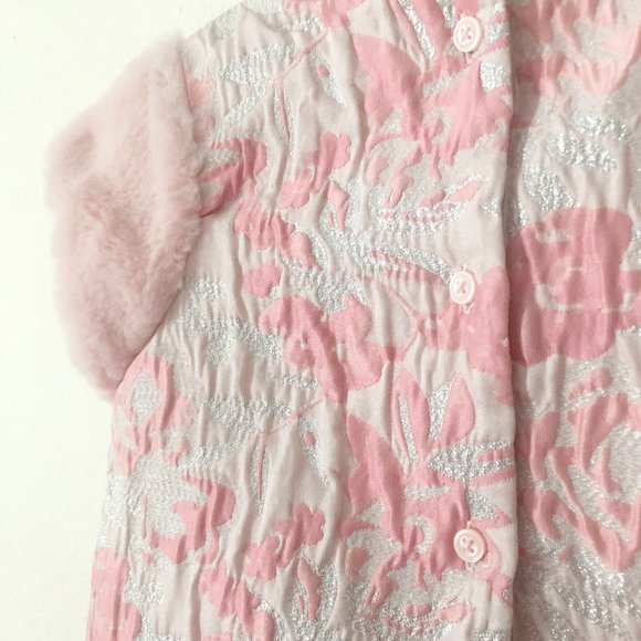 Janie & Jack Pink & Silver Faux Fur Sleeve Dress - Picture 5 of 8